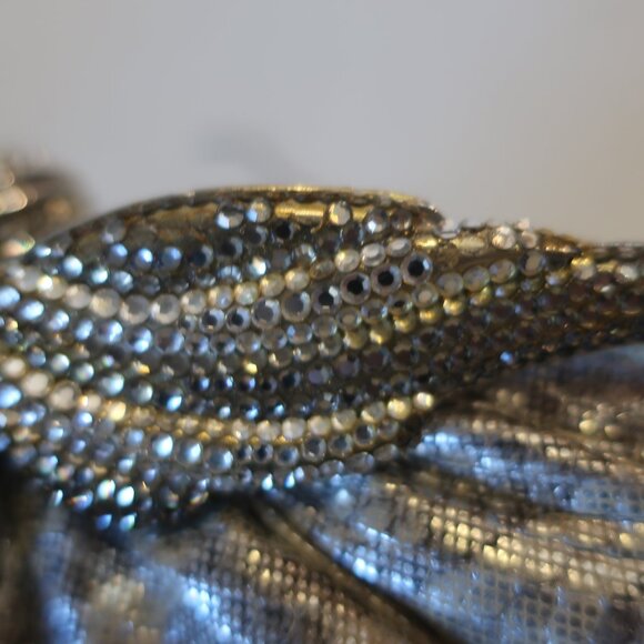 Womens Finesse La Model Silver Gray Cream Python Leather Clutch Handbag - Picture 11 of 14